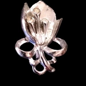 Gorgeous vintage tulip and rhinestone brooch